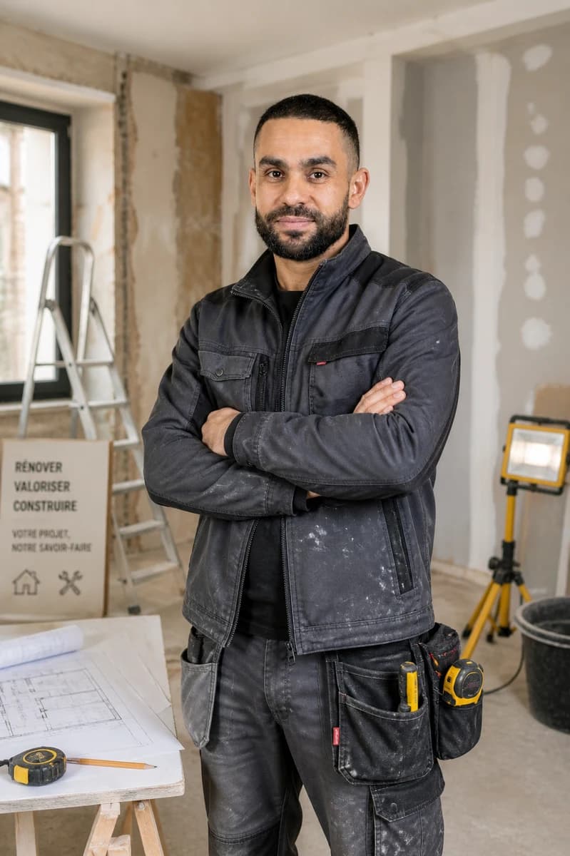 Zied, artisan fondateur de Daritravo, sur un chantier de rénovation à Lyon